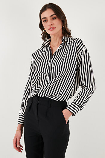 Lela Standart Fit Klasik Yaka Çizgili Gömlek GÖMLEK 6772894