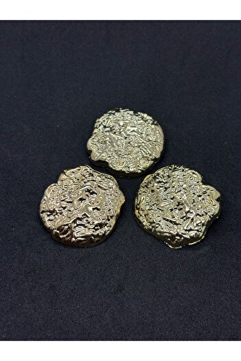 BEİLYS COSMETİCS & ACCESSORY Z.A.R.A Fashion Oversize Gold Color Button ,Coat,Jacket,Vest,Dress 3 Pieces 4 Cm(Bd02)