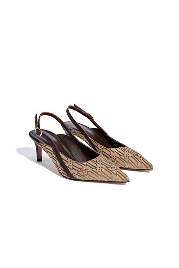 İpekyol Open Back Monogram Heeled Shoes