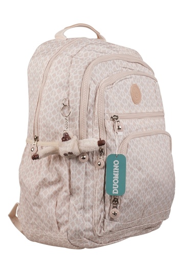 DUOMİNO Patterned Cream Clinker Backpack - Waterproof, Large Size, for Travel and School, 15.6 High School
