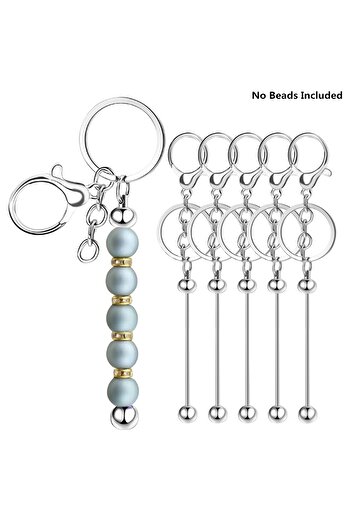 Choice 5PCS Silver 3/5/10/20PCS Metal Beadable Keychain Bars Blanks for Beads Pendant Jewelry Charms DIY Cr
