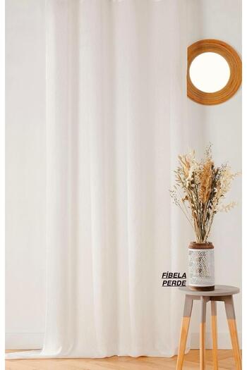 FİBELA PERDE First Quality Cream Color Plain Satin Sunshield Fund Curtain (Without Fold) Fibela Curtain