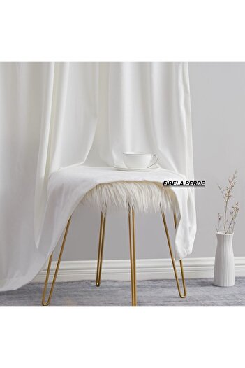 FİBELA PERDE First Quality Cream Color Plain Satin Sunshield Fund Curtain (Without Fold) Fibela Curtain