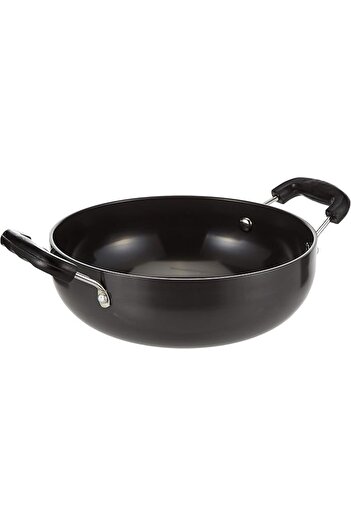 RAJ Black Anodized Nonstick Aluminum Deep Kadai, 19cm, Double Handle, BBAK10 | Cooking Pot
