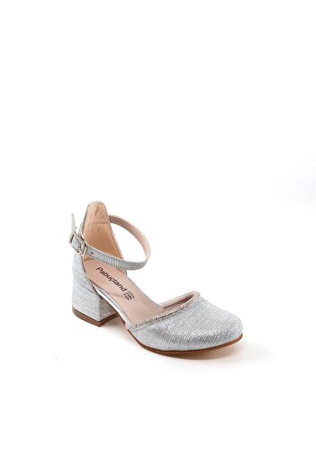 Pabuçland Rochie de seara pentru fete cu sclipici cu perle Pantofi cu toc SILVER