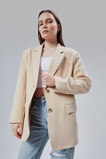 Bolivente Women's Oversize Lined Woven Blazer Jacket