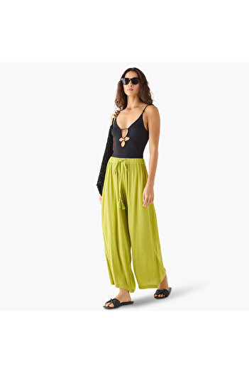 FAV Textured Palazzo Pants with Drawstring Closure