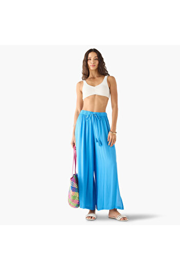 FAV Textured Palazzo Pants with Drawstring Closure