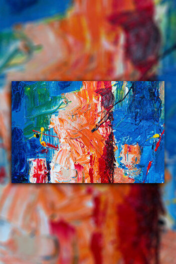 Hediyeler Kapında Soyut Yağlı Boya Görünümlü Kanvas Tablo 100x140