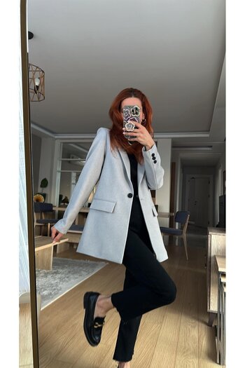 Lavanta Tekstil Lined Padded Wool Effect Blazer Jacket
