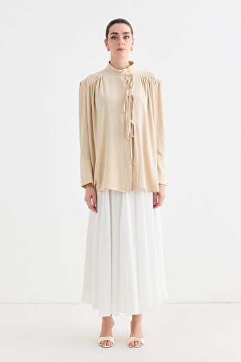 KADRİYE BAŞTÜRK Valen Padded Shirt Jacket Cream