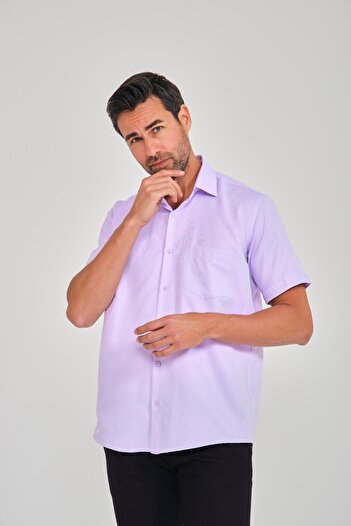 Fitmens Klasik Kısa Kol Oxford Hediye Kutulu Erkek Gömlek FS-001200 - Lila