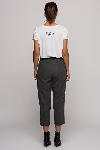 Cotton Mood 7390004 Herringbone Front Pleated Pocket Trousers Fume