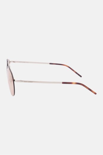 Saint Laurent Women SL416 Aviator Sunglasses, Silver and Brown