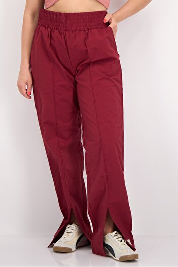 The Giving Movement Women Regular Fit Brand Logo Wide Leg Pants, Maroon
