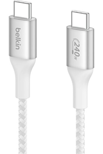 Belkin BoostCharge USB-C - USB-C Güç Kablosu 1M, 240W Güç Dağıtımlı Hızlı Şarj Kablosu