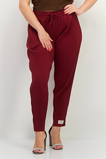 The Giving Movement Women Regular Fit Textured Tapered Pants, Maroon