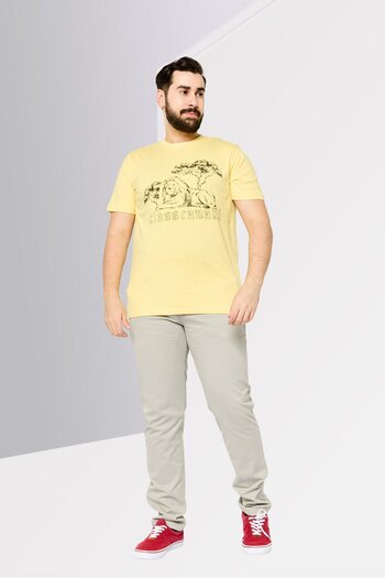 Cavalli Class Men Crew Neck Short Sleeve Graphic Print T-Shirts, Yellow/Black