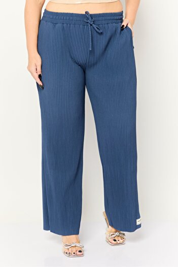 The Giving Movement Women Ribbed Wide Leg Pants, Navy