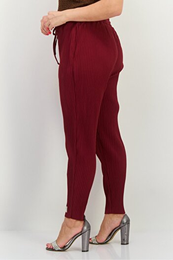 The Giving Movement Women Regular Fit Textured Tapered Pants, Maroon