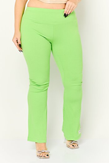 The Giving Movement Women Regular Fit Embroidered Logo Wide Leg Pants, Lime Green
