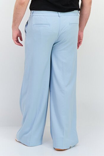 The Giving Movement Men Regular Fit Brand Logo Wide Leg Pants, Light Blue