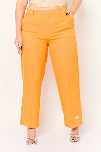 The Giving Movement Women Solid Split Hem Palazzo Pants, Orange