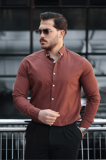 Valiberta York Linen Men's Shirt - Brown