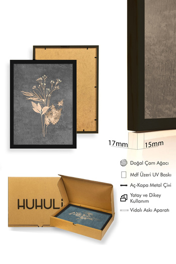 huhuli Ahşap Siyah Çerçeveli 3 Parça Set Tablo huhu242
