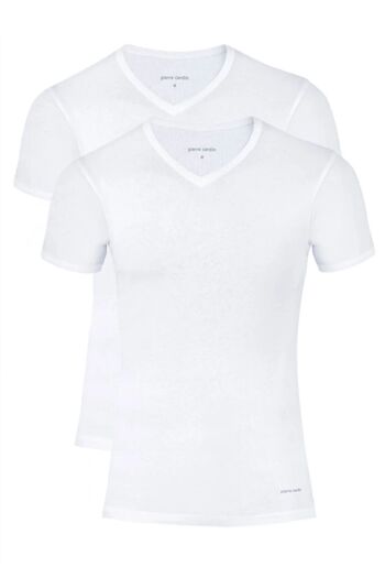 Pierre Cardin Men's Short Sleeve V-Neck 100% Cotton 2-Piece T-Shirt Wv0.O.L.1E2T.T