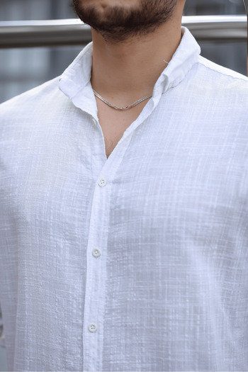 Valiberta Bien Cotton Linen Men's Shirt - Ecru