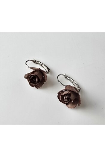 kırıkboncuk Brown Rose Earrings