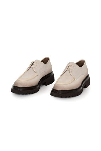 Tuna Genuine Suede Leather Beige Classic Men's Shoes Lace-Up Eva Sole - 0927