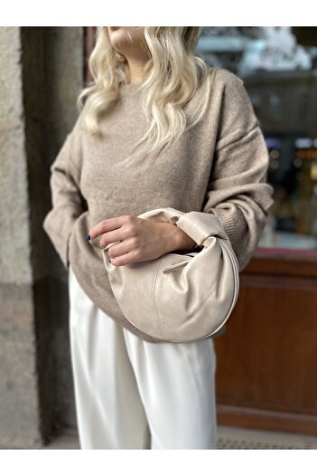 Gloria Women's Cream Mini Knotted Hand Bag