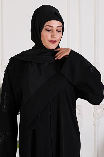 GigiTex Stylish and High Quality - Dubai Silk Shawl Abaya Ferace with Butterfly Lace Detail