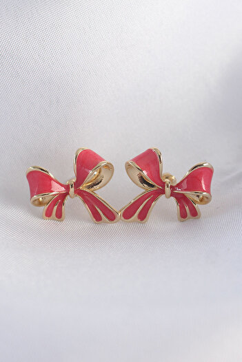 Skygo Brass Pink Color Bow Earrings - Tj-Bkp8941