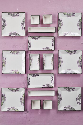 Piatti Naturali 16 Pieces 6-Person Lavender Breakfast Set Handmade Breakfast Presentation Set Serving Plates