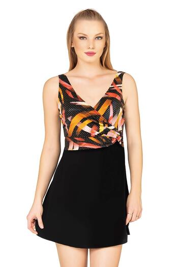 Endeep Women's Double Breasted Detailed Skirted Dress Swimsuit