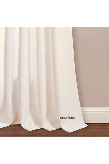 FİBELA PERDE First Quality Cream Color Plain Satin Sunshield Fund Curtain (Without Fold) Fibela Curtain