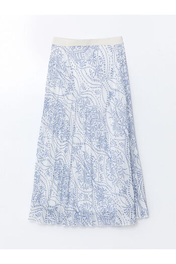 LC Waikiki Lcwaikiki Classic Elastic Waist Patterned Women's Chiffon Skirt