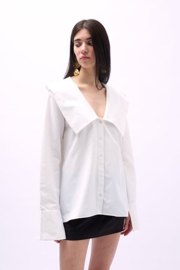 Joyboyshop Wide Collar Flounce Sleeve Shirt