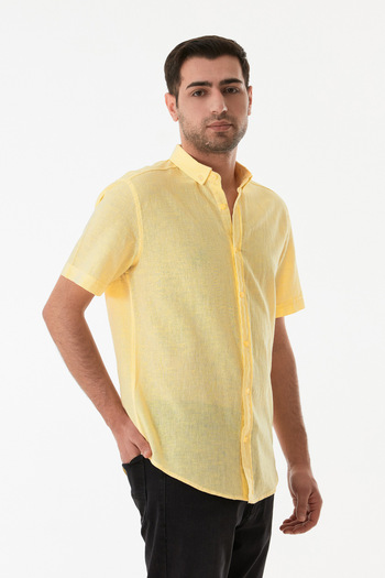 Fulla Moda Basic Short Sleeve Linen Shirt