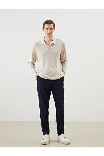 LC Waikiki Southblue Polo Neck Long Sleeve Men's Knitwear Sweater