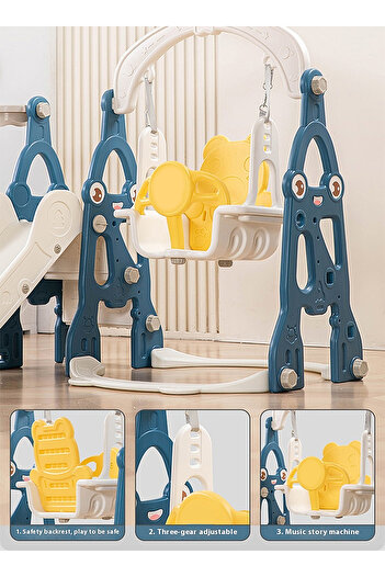 Ma Baby 3 in 1 Toddler Swing and Slide Set, Climber, Basketball Hoop and Slide for Boys and Girls