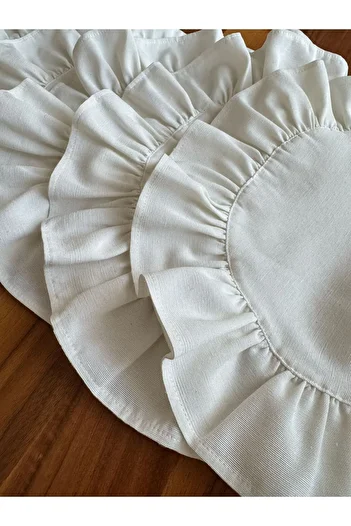 HALATÇI HOME Frilly Linen Placemat Round Placemat 2 Pcs