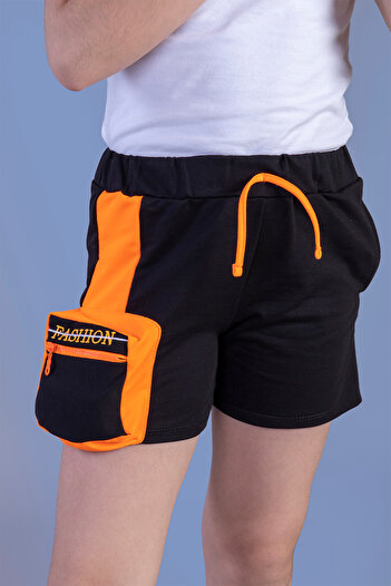 Toontoy Girl's Neon Matching Bag Detailed Shorts