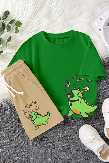 MYADA Premium Tie Dinosaur Printed 2-Piece Children's Suit 22432