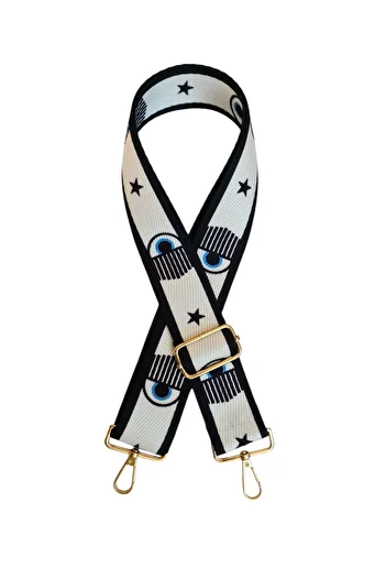 Gloria Gold Metal Polyester Column Adjustable Bag Handle - Phone Strap (120 cm) /White Eye Pattern