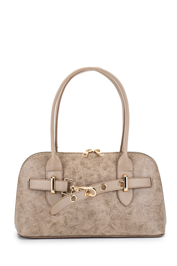 minebag Women's Faux Leather Crossbody Bag - Belt Detail, King Mink