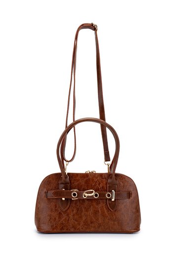 minebag Women's Faux Leather Crossbody Bag - Belt Detail, King Tan